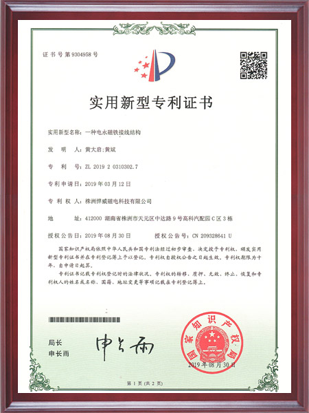 一种电永磁铁接线结构证书
